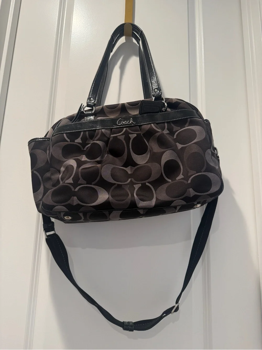Coach Black and Gray Signature Tote with Removable Strap